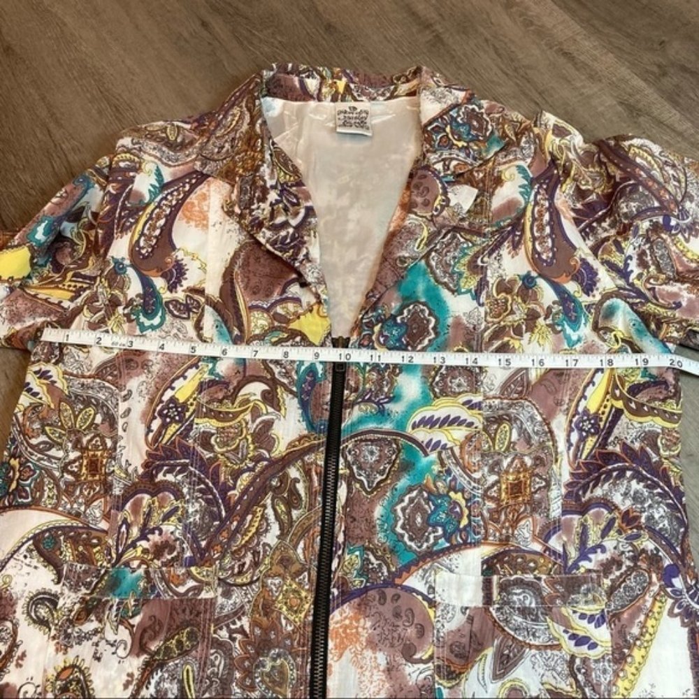 Parsley & Sage Size M Mixed Print Zip Up Blouse - image 2